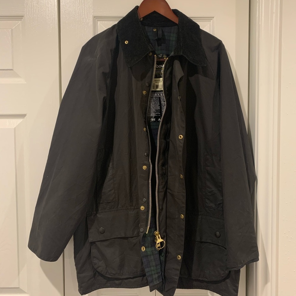 Vintage Barbour Beaufort Jacket Waxed Black 46